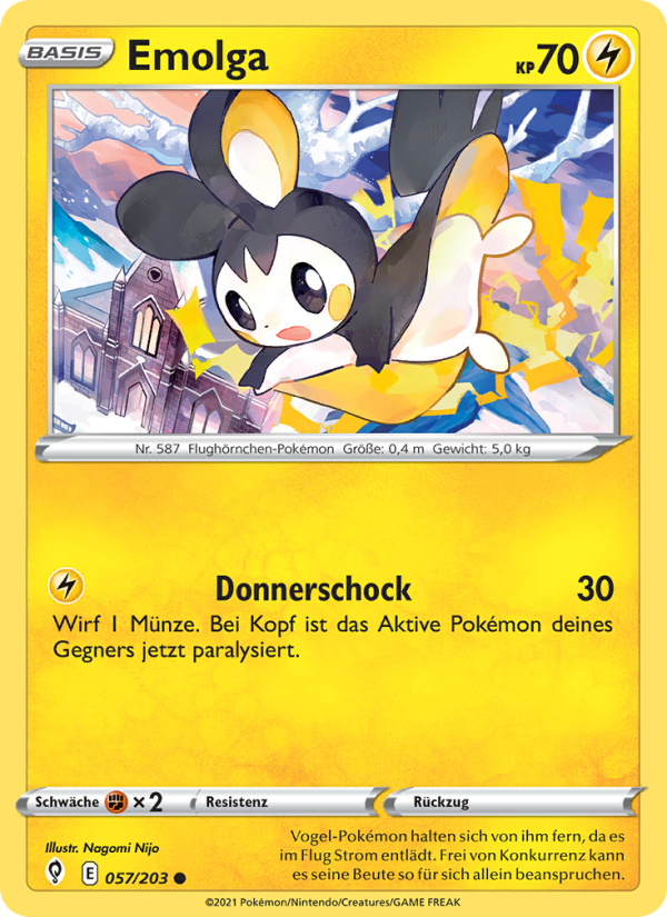 Emolga 57 — Evolving Skies (German Pokémon TCG card)