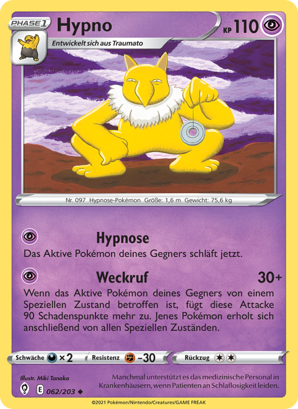 Hypno 62 — Evolving Skies (German Pokémon TCG card)
