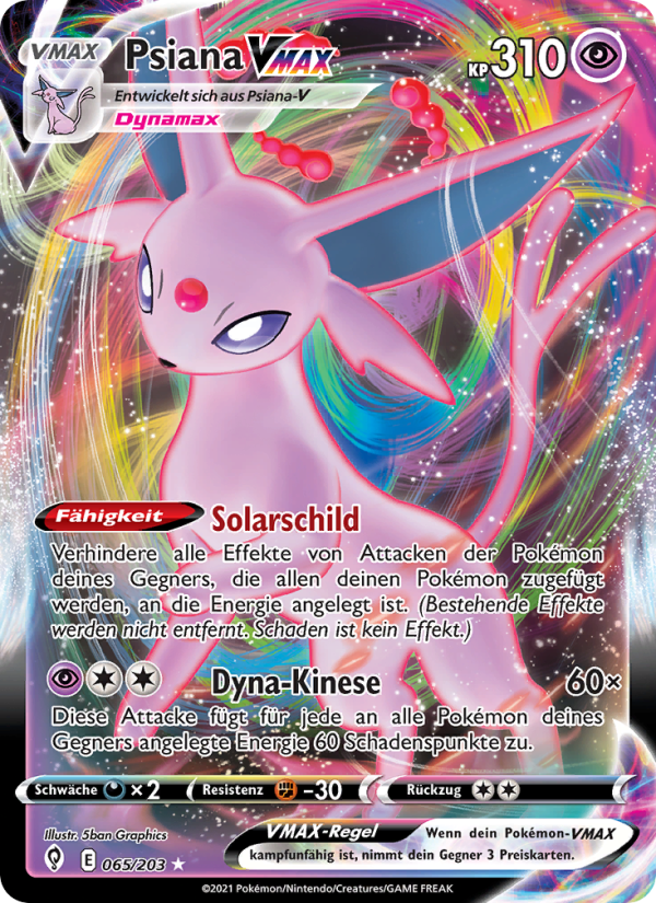 Psiana VMAX 65 — Evolving Skies (German Pokémon TCG card)