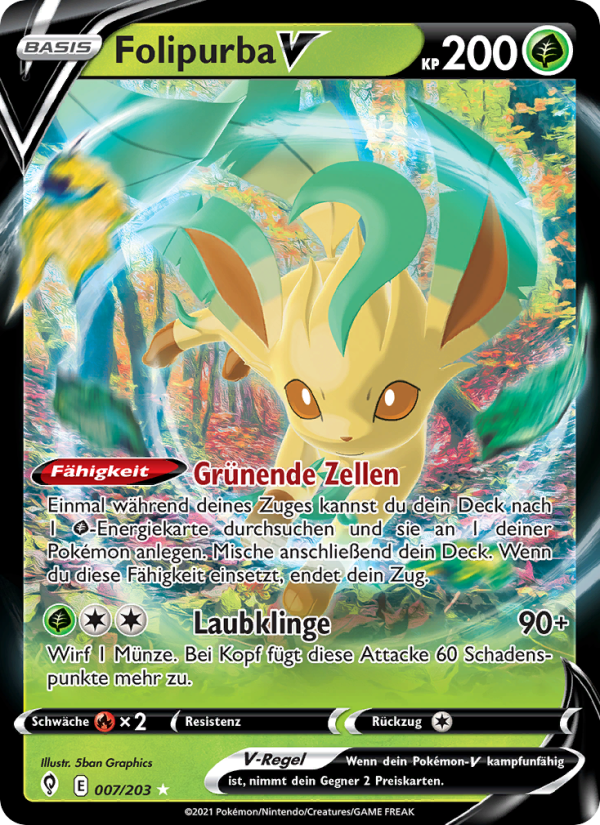 Folipurba V 7 — Evolving Skies (German Pokémon TCG card)