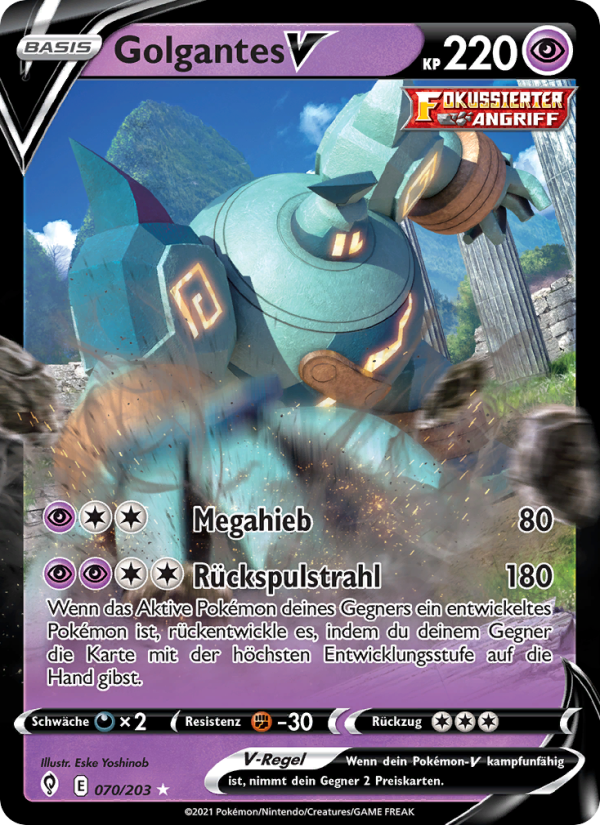 Golgantes V 70 — Evolving Skies (German Pokémon TCG card)