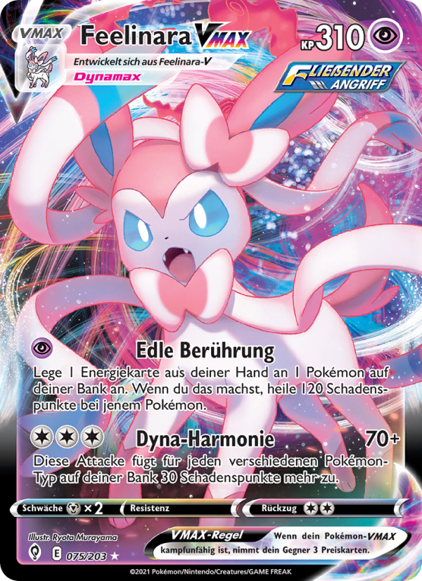 Feelinara VMAX 75 — Evolving Skies (German Pokémon TCG card)