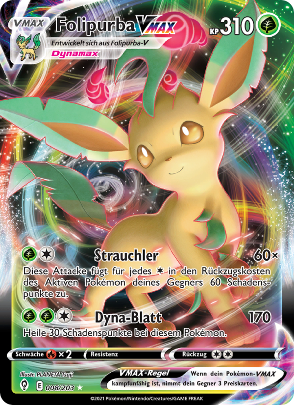 Folipurba VMAX 8 — Evolving Skies (German Pokémon TCG card)