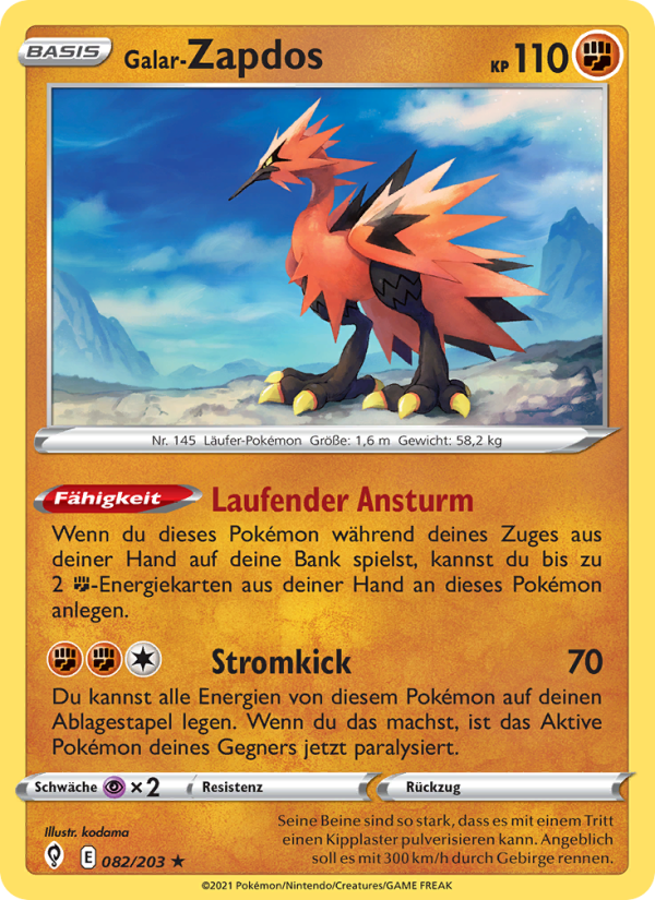 Galar-Zapdos 82 — Evolving Skies (German Pokémon TCG card)