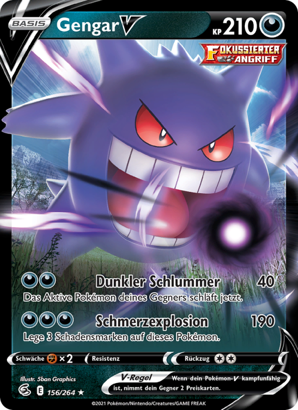 Gengar V 156 — Fusion Strike (German Pokémon TCG card)