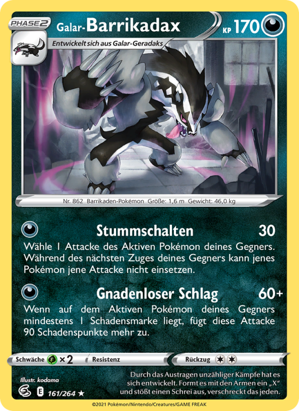 Galar-Barrikadax 161 — Fusion Strike (German Pokémon TCG card)
