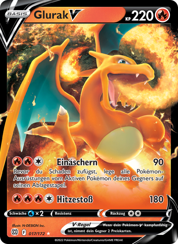 Glurak V 017 — Brilliant Stars (German Pokémon TCG card)