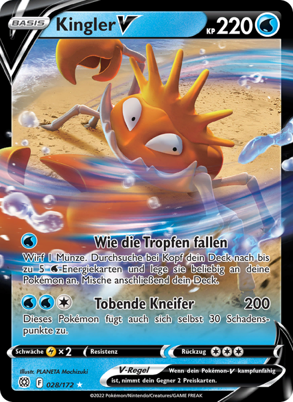 Kingler V 028 — Brilliant Stars (German Pokémon TCG card)