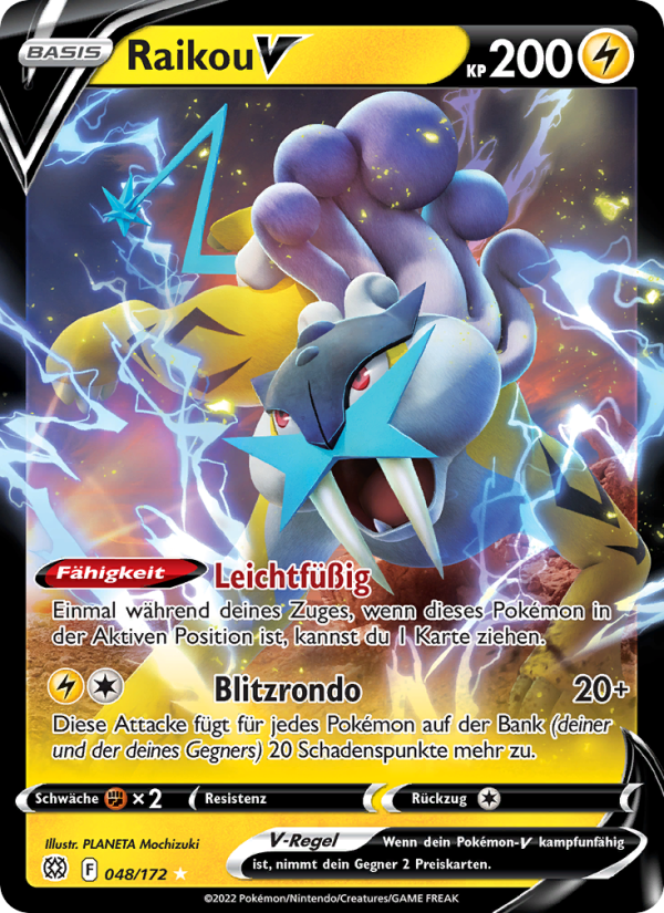 Raikou V 048 — Brilliant Stars (German Pokémon TCG card)