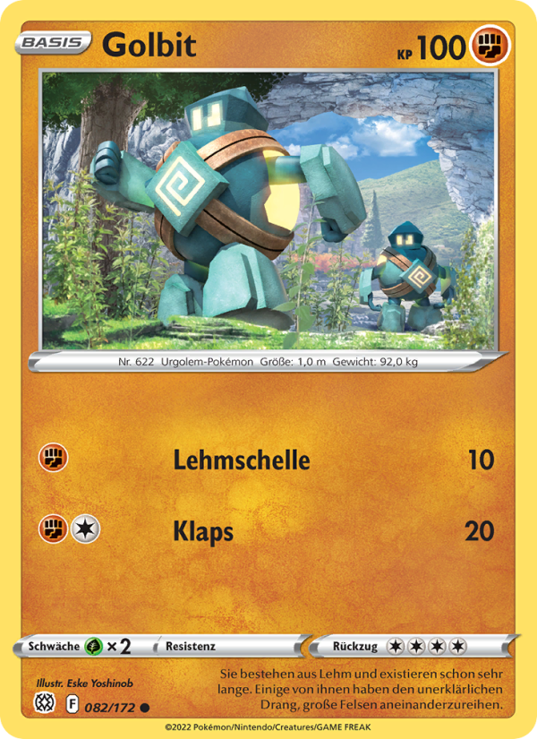 Golbit 082 — Brilliant Stars (German Pokémon TCG card)