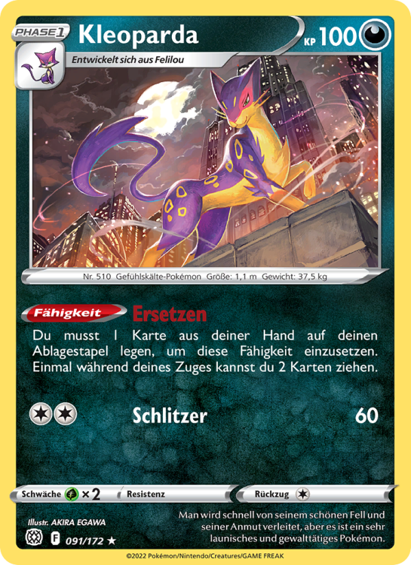 Kleoparda 091 — Brilliant Stars (German Pokémon TCG card)