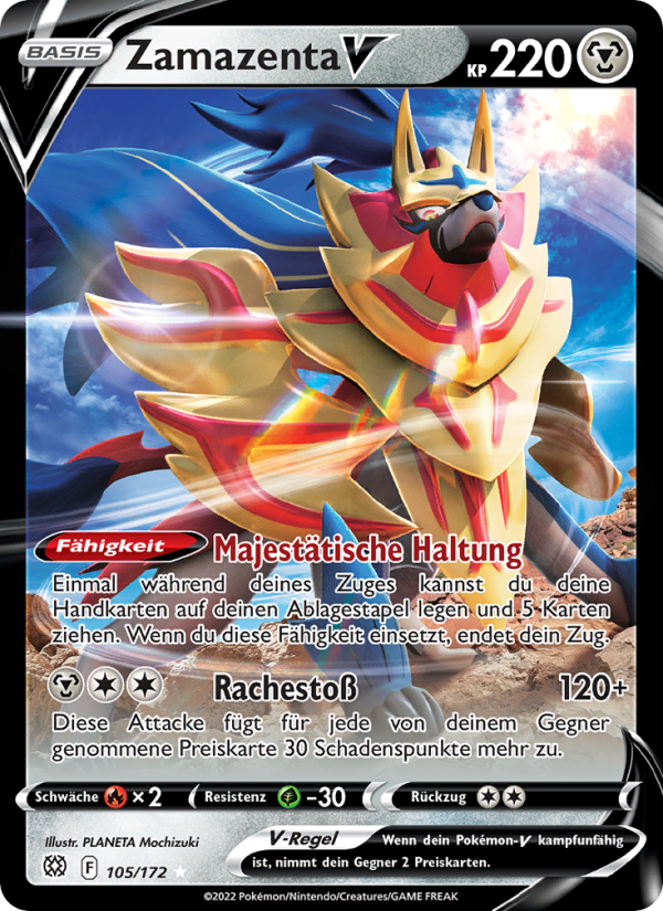Zamazenta V 105 — Brilliant Stars (German Pokémon TCG card)