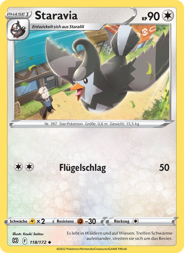 Staravia 118 — Brilliant Stars (German Pokémon TCG card)