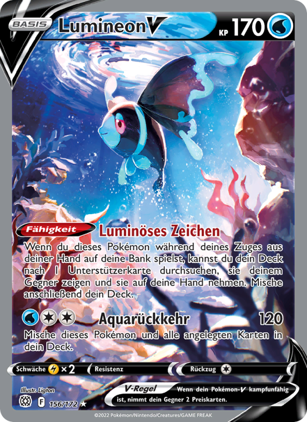 Lumineon V 156 — Brilliant Stars (German Pokémon TCG card)