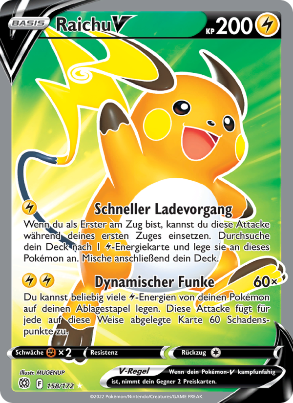 Raichu V 158 — Brilliant Stars (German Pokémon TCG card)