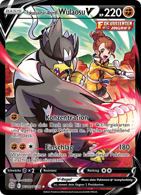 Fokussierter-Angriff-Wulaosu V TG18 — Brilliant Stars (German Pokémon TCG card)