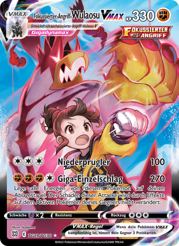 Fokussierter-Angriff-Wulaosu VMAX TG19 — Brilliant Stars (German Pokémon TCG card)
