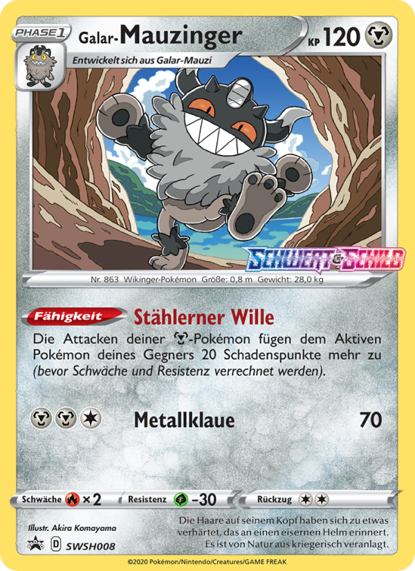 Galar-Mauzinger SWSH008 — Sword & Shield Promos (German Pokémon TCG card)