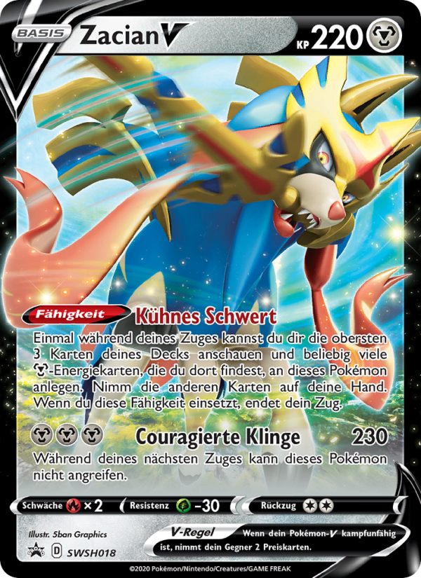 Zacian V SWSH018 — Sword & Shield Promos (German Pokémon TCG card)