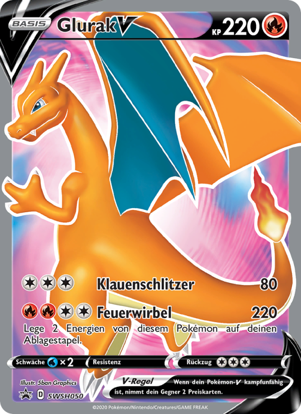 Glurak V SWSH050 — Sword & Shield Promos (German Pokémon TCG card)