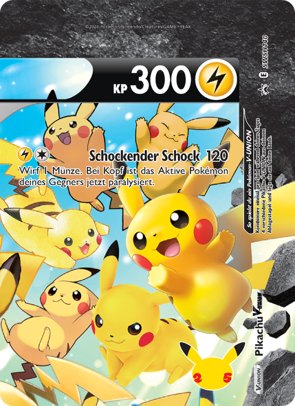 Pikachu V-UNION SWSH140 — Sword & Shield Promos (German Pokémon TCG card)