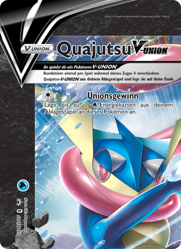 Quajutsu V-UNION SWSH155 — Sword & Shield Promos (German Pokémon TCG card)