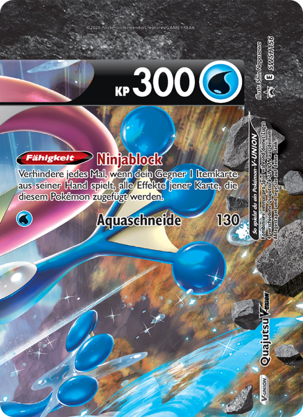 Quajutsu V-UNION SWSH156 — Sword & Shield Promos (German Pokémon TCG card)