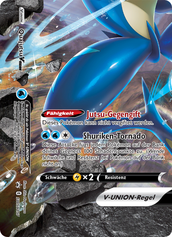 Quajutsu V-UNION SWSH157 — Sword & Shield Promos (German Pokémon TCG card)