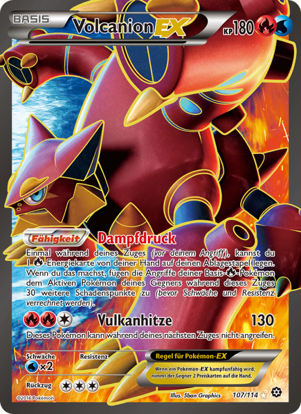 Volcanion EX 107 — Steam Siege (German Pokémon TCG card)