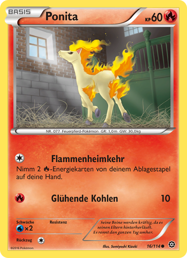 Ponita 16 — Steam Siege (German Pokémon TCG card)