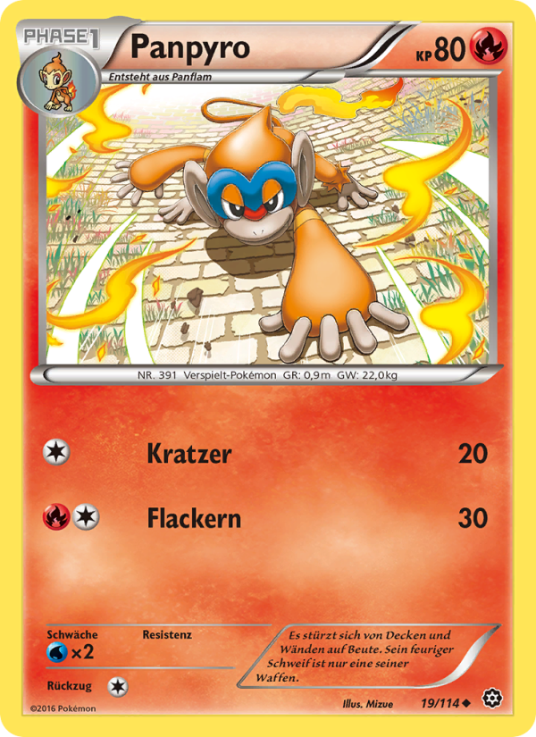 Panpyro 19 — Steam Siege (German Pokémon TCG card)