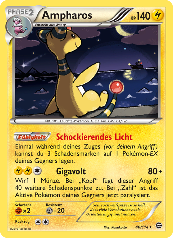 Ampharos 40 — Steam Siege (German Pokémon TCG card)