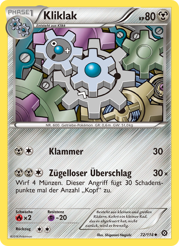 Kliklak 72 — Steam Siege (German Pokémon TCG card)