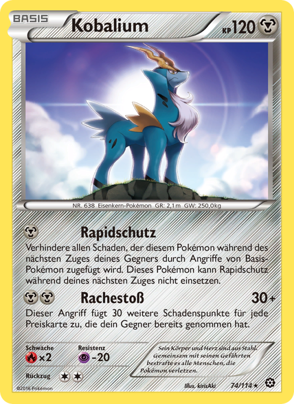 Kobalium 74 — Steam Siege (German Pokémon TCG card)