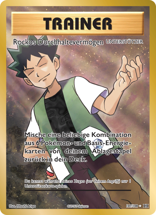Rockos Durchhaltevermögen 107 — Evolutions (German Pokémon TCG card)