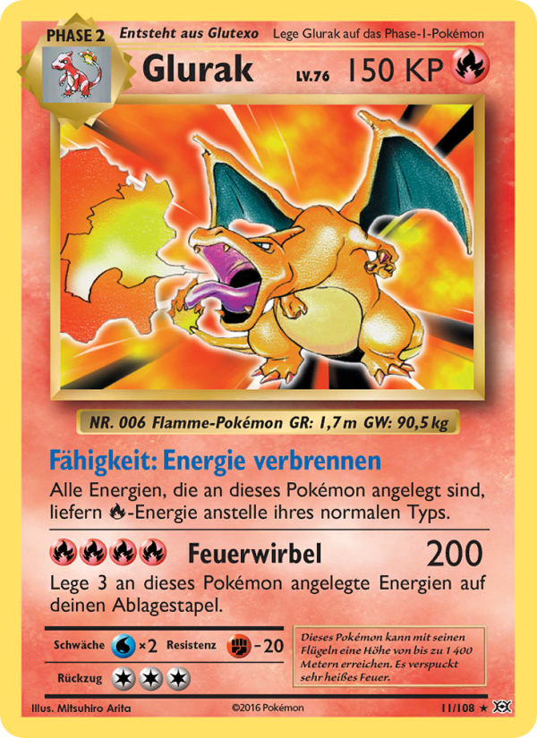Glurak 11 — Evolutions (German Pokémon TCG card)