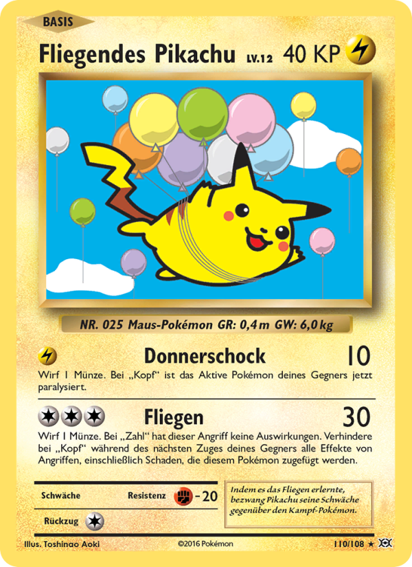 Fliegendes Pikachu 110 — Evolutions (German Pokémon TCG card)