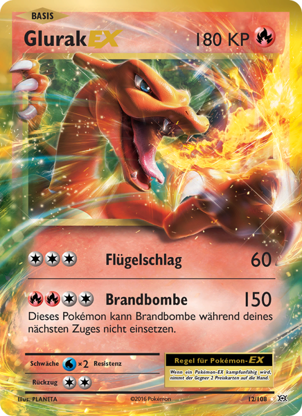 Glurak EX 12 — Evolutions (German Pokémon TCG card)