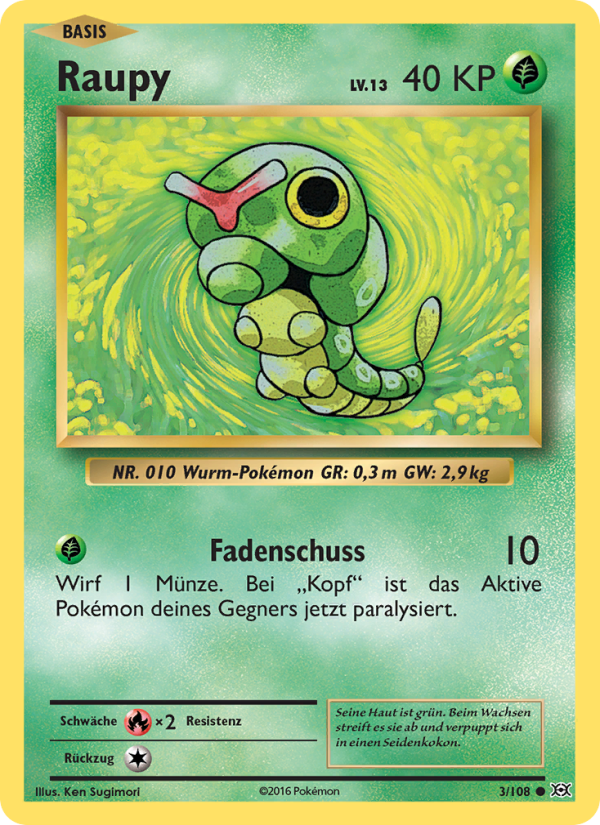 Raupy 3 — Evolutions (German Pokémon TCG card)
