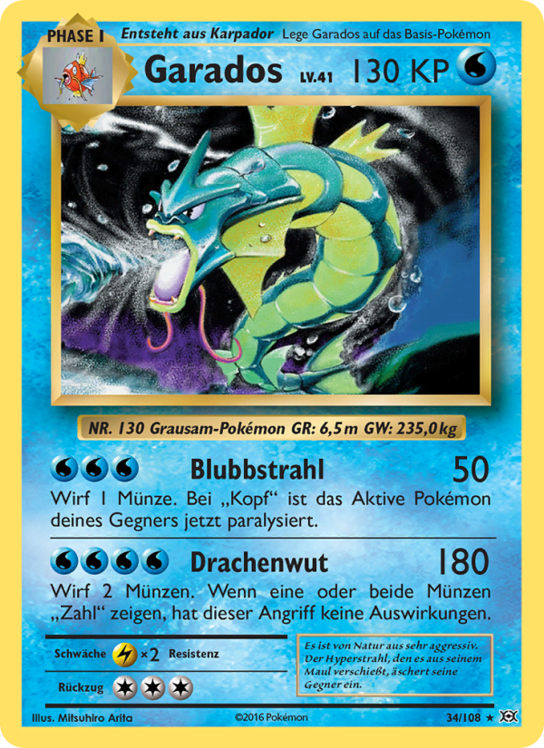 Garados 34 — Evolutions (German Pokémon TCG card)