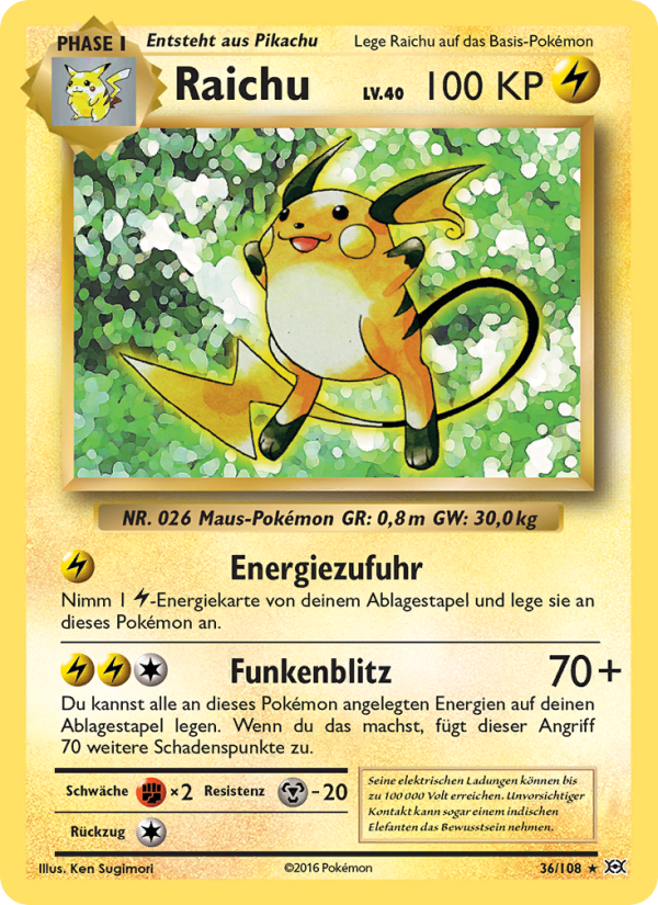 Raichu 36 — Evolutions (German Pokémon TCG card)