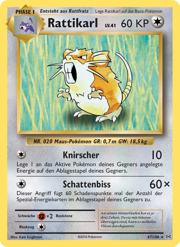 Rattikarl 67 — Evolutions (German Pokémon TCG card)