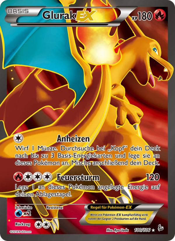 Glurak EX 100 — Flashfire (German Pokémon TCG card)
