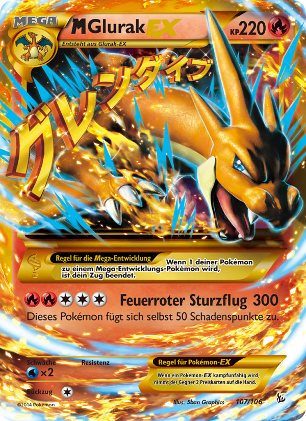 M-Glurak EX 107 — Flashfire (German Pokémon TCG card)