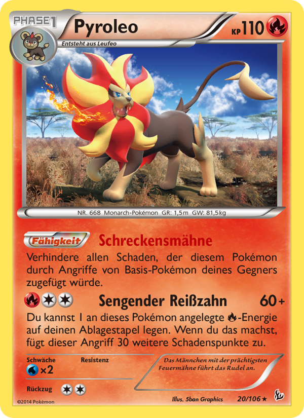 Pyroleo 20 — Flashfire (German Pokémon TCG card)