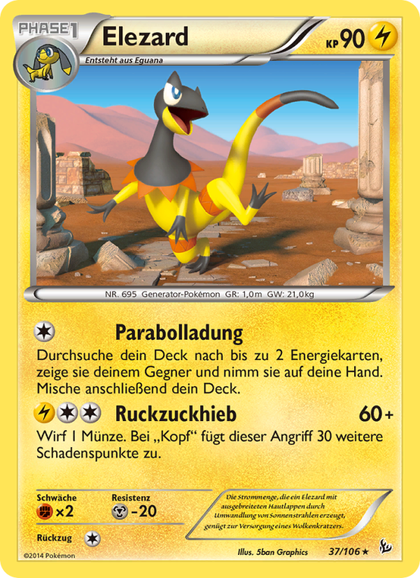 Elezard 37 — Flashfire (German Pokémon TCG card)