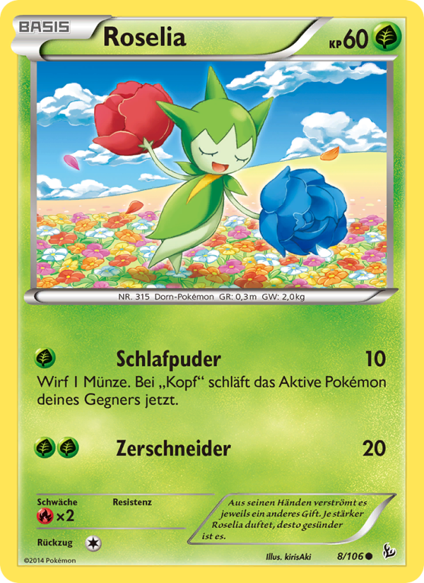Roselia 8 — Flashfire (German Pokémon TCG card)