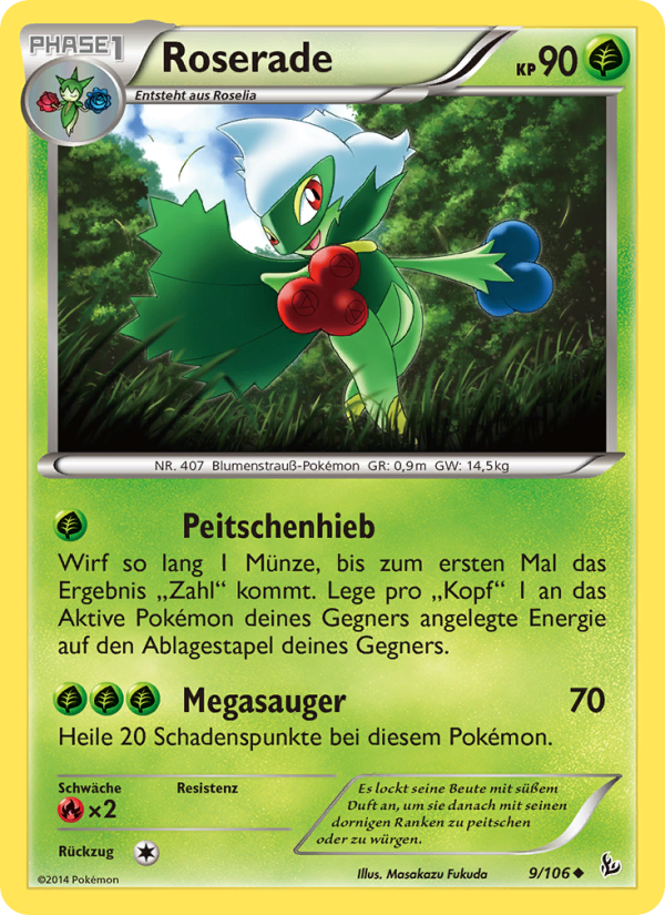 Roserade 9 — Flashfire (German Pokémon TCG card)