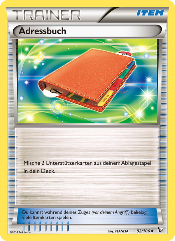 Adressbuch 92 — Flashfire (German Pokémon TCG card)