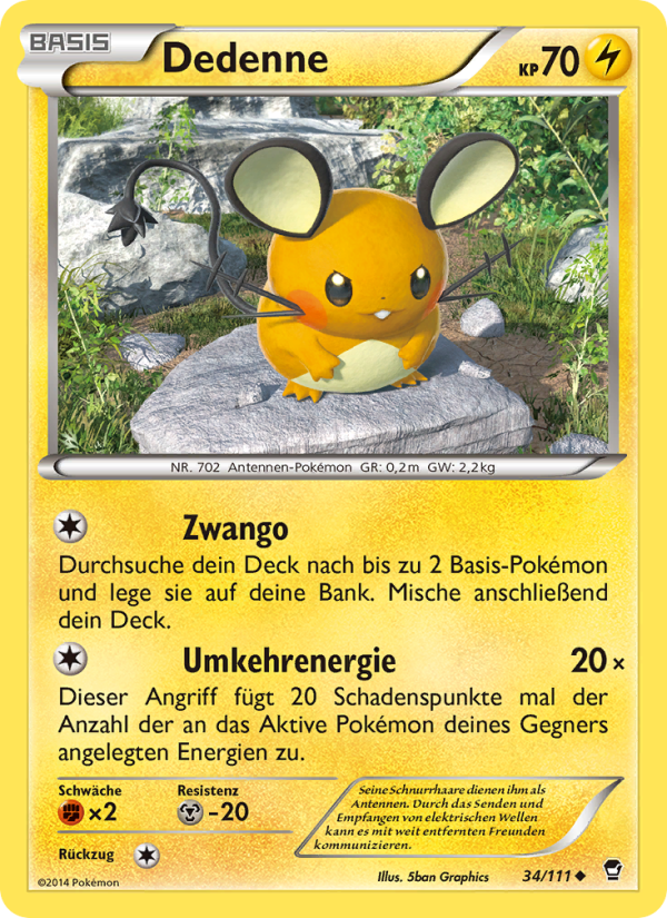Dedenne 34 — Furious Fists (German Pokémon TCG card)